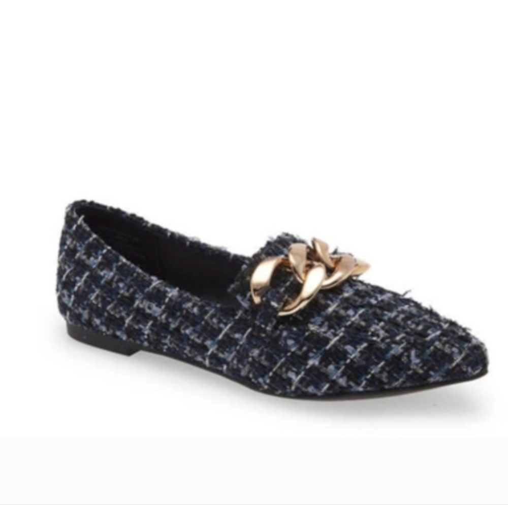 Steve Madden Famed Boucle Chain Detail Loafers size 9.5M
